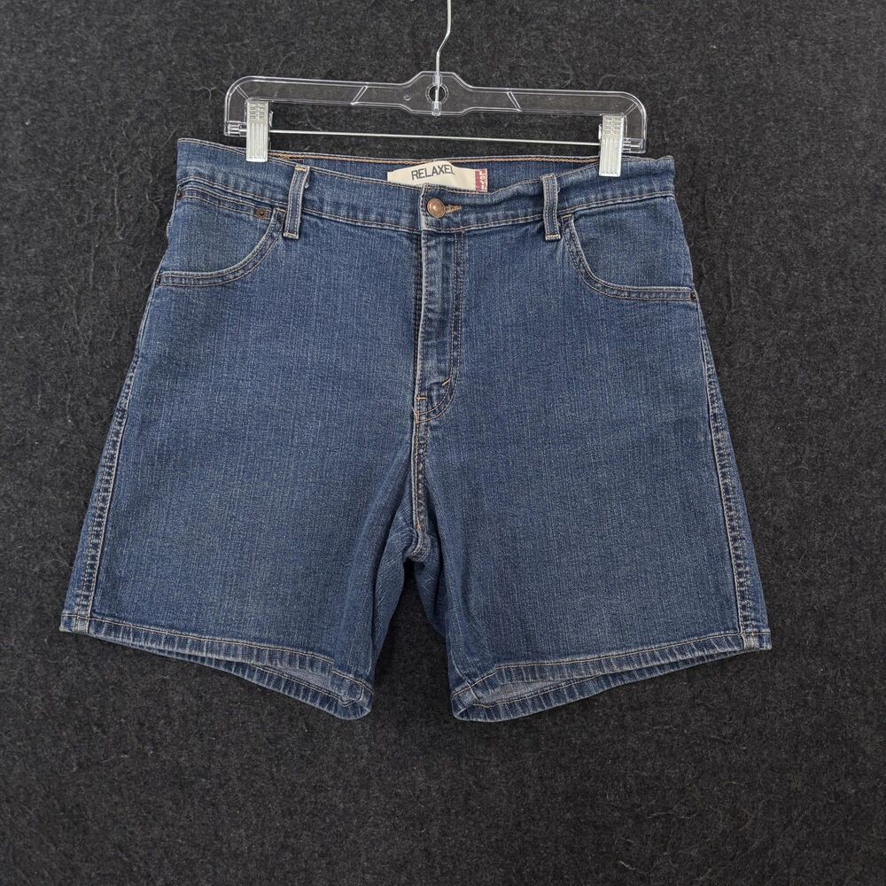 Levis 550 Relaxed Bermuda Shorts Women's 12 Blue Denim Stretch Mid Rise Casual